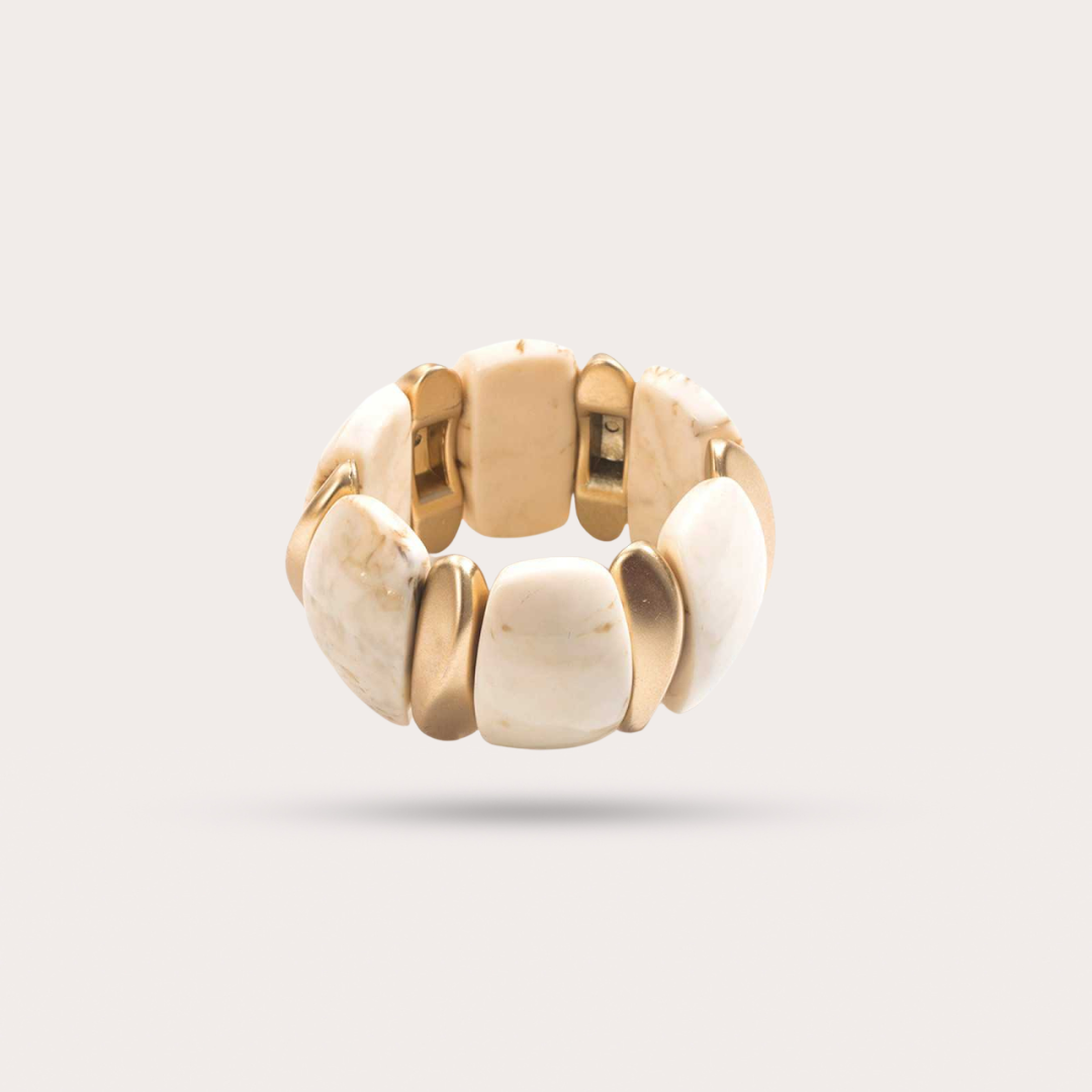 BRACELET ELASTIQUE GALET BLANC MARBRÉ