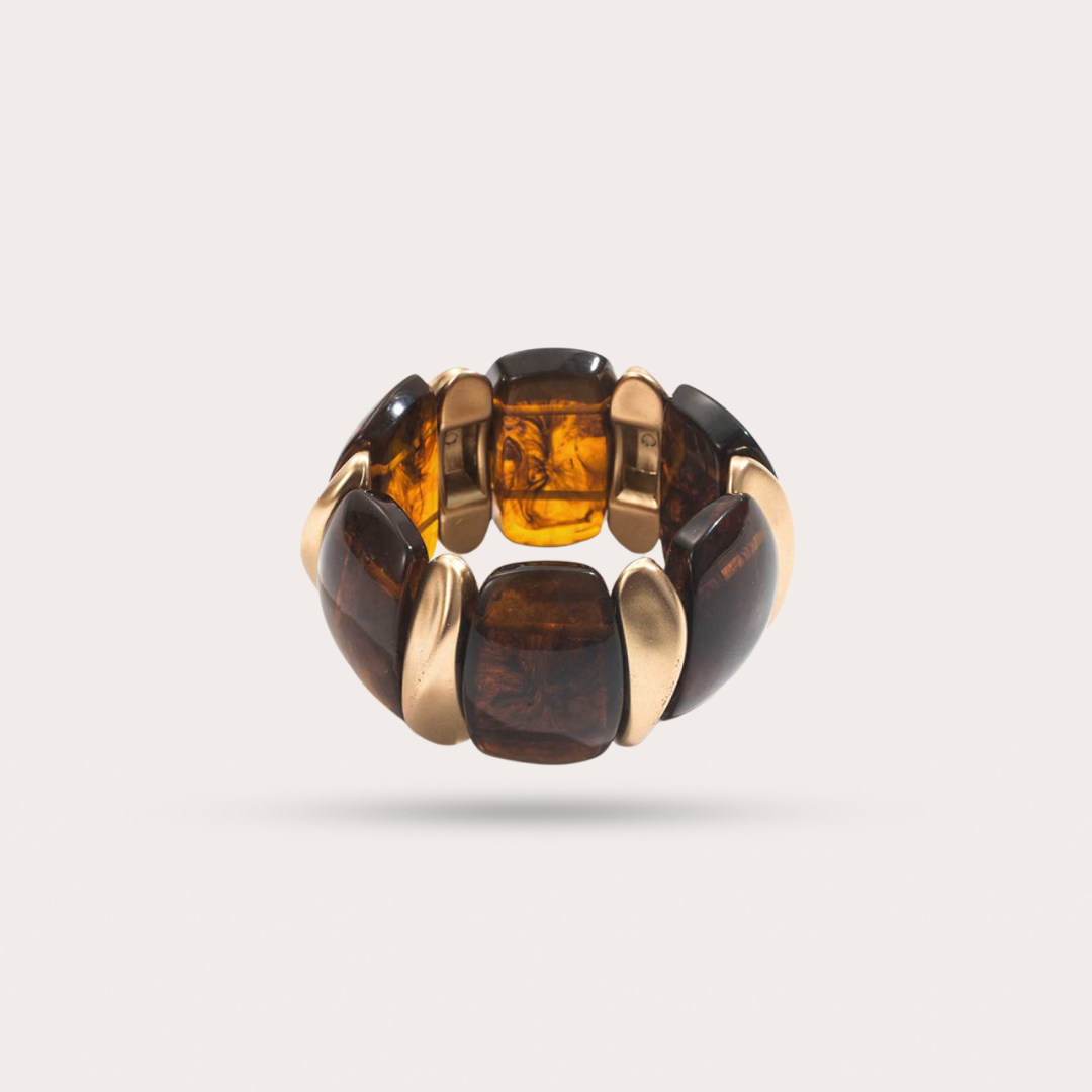 BRACELET ELASTIQUE GALET AMBRE