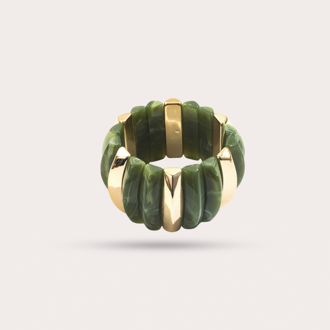 BRACELET ÉLASTIQUE DORÉ KAKI